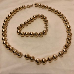 Gold Ball Necklace and Bracelet